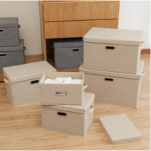 Cotton and linen fabric storage box